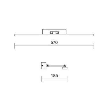 Applique isyluce quadro doppio snodo mm 570 x185 led 12w 3000°k acciaio